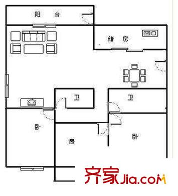 嘉綠景苑南園戶型圖3室 戶型圖 3室2廳2衛(wèi)1廚