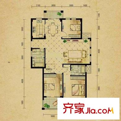 華立和郡戶型圖F1戶型 3室2廳2衛(wèi)