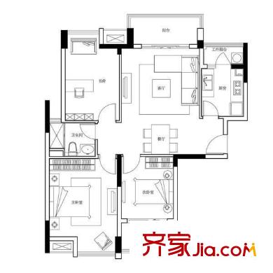 逸景花苑戶型圖3室 戶型圖 3室2廳1衛(wèi)1廚