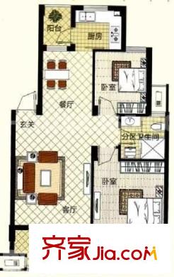 逸景花苑戶型圖2室 戶型圖 2室2廳1衛(wèi)1廚