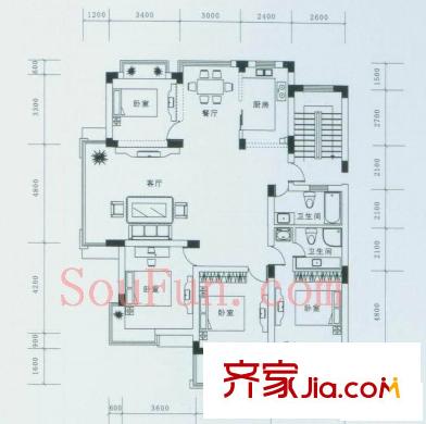 興龍興和苑戶(hù)型圖4室 戶(hù)型圖 4室2廳2衛(wèi)1廚