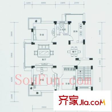 興龍興和苑戶(hù)型圖3室 戶(hù)型圖 3室2廳1衛(wèi)1廚