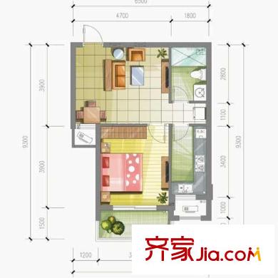 東湖春天戶型圖1室 戶型圖 1室2廳1衛(wèi)1廚