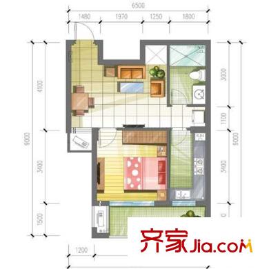 東湖春天戶型圖1室 戶型圖 1室2廳1衛(wèi)1廚