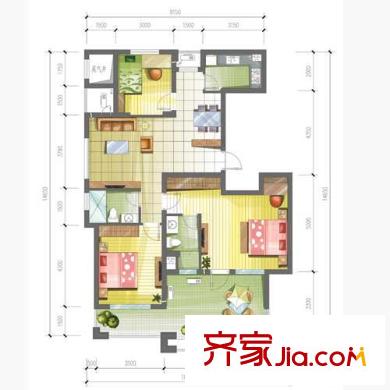 東湖春天戶型圖3室 戶型圖 3室2廳1衛(wèi)1廚