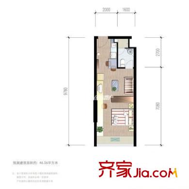 艾肯金座 1室 戶型圖