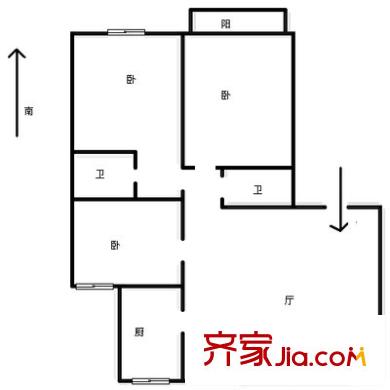 中園花苑二期戶(hù)型圖3室 戶(hù)型圖 3室2廳2衛(wèi)1廚
