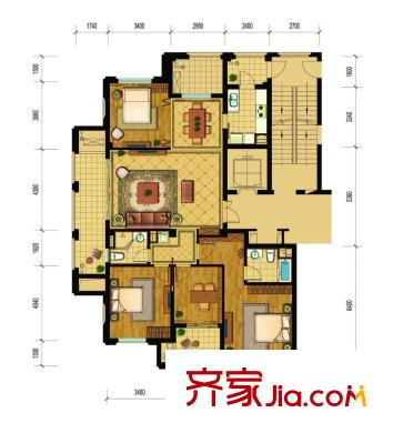 桂花星城戶型圖一期標(biāo)準(zhǔn)層戶型圖 4室2廳2衛(wèi)1廚