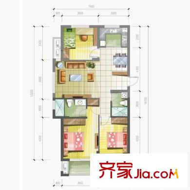 東湖春天戶型圖2室 戶型圖 2室2廳2衛(wèi)1廚