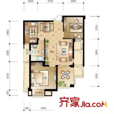 翡翠城竹苑戶型圖2室 戶型圖 2室2廳1衛(wèi)1廚
