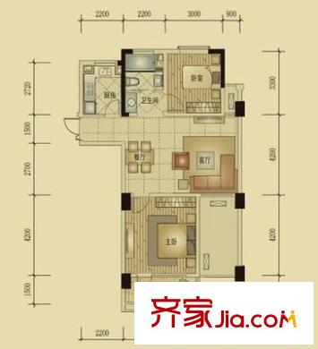 翡翠城竹苑戶型圖2室 戶型圖 2室2廳1衛(wèi)1廚