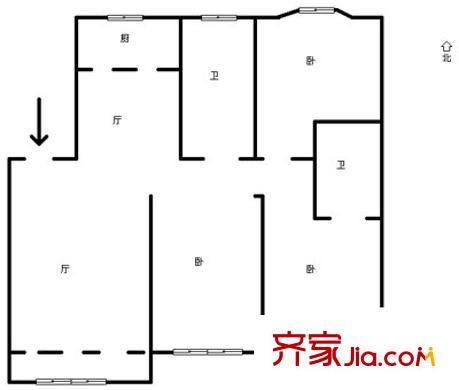中園花苑二期戶(hù)型圖3室 戶(hù)型圖 3室2廳2衛(wèi)1廚