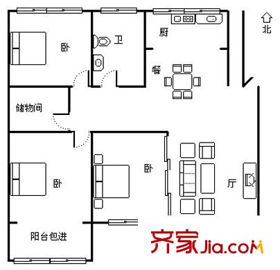 中園花苑二期戶(hù)型圖3室 戶(hù)型圖 3室2廳2衛(wèi)1廚