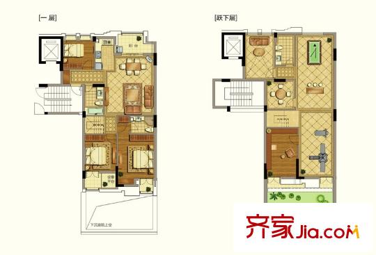 九衡公寓戶型圖一期3-7號樓中間套F1戶型 6室3廳3衛(wèi)1廚