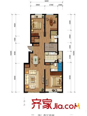 萬科璞悅灣洋房H1戶型圖 3室2廳2衛(wèi)1廚