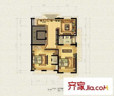 美林公館戶型圖排屋二層戶型圖 2室