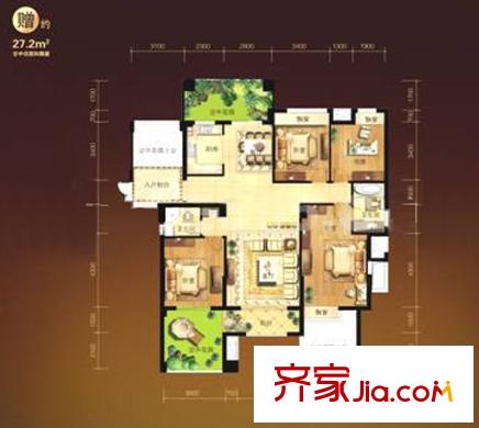 理想四維理想家園戶型圖J2戶型 4室2廳2衛(wèi)1廚