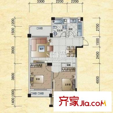 翡翠城竹苑戶型圖2室 戶型圖 2室2廳1衛(wèi)1廚
