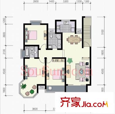 華城格之林花園戶型圖3室  戶型圖 3室2廳2衛(wèi)1廚