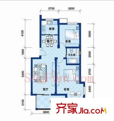 黃鶴山居戶型圖4#-1-101戶型 2室2廳1衛(wèi)1廚