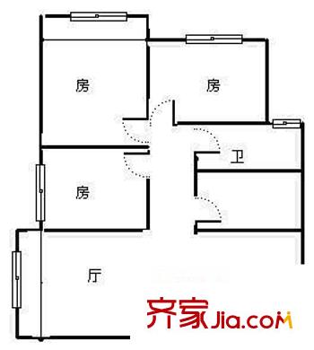 德雅花園戶型圖3室 戶型圖 3室2廳1衛(wèi)1廚