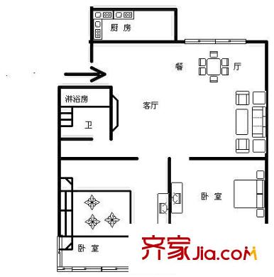 德雅花園戶型圖2室 戶型圖 2室2廳1衛(wèi)1廚