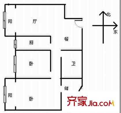 德雅花園戶型圖2室 戶型圖 2室2廳1衛(wèi)1廚