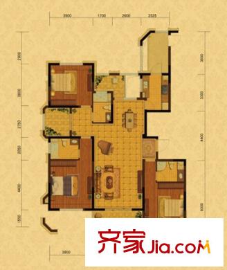 保利香檳國際戶型圖B戶型偶數(shù)層 3室2廳3衛(wèi)1廚