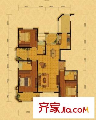 保利香檳國際戶型圖B戶型奇數(shù)層 3室2廳3衛(wèi)1廚
