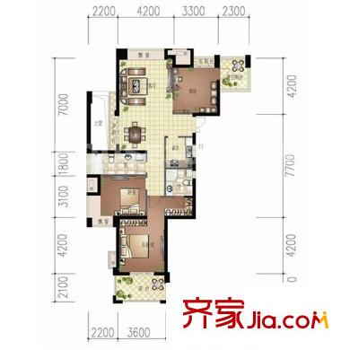金岸提香戶型圖3室 戶型圖 3室2廳1衛(wèi)1廚
