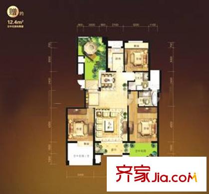理想四維理想家園戶型圖M1戶型 3室2廳2衛(wèi)1廚