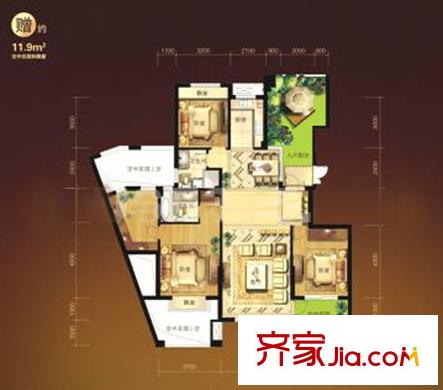 理想四維理想家園戶型圖R2戶型 3室2廳2衛(wèi)1廚