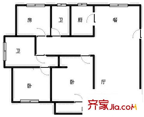 天都城天湖苑戶型圖3室 戶型圖 3室2廳2衛(wèi)1廚
