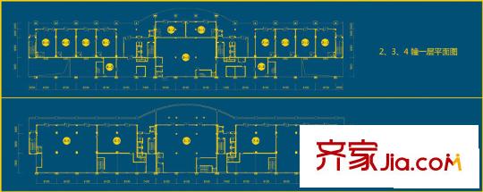 云溪印象戶型圖2，3，4幢商鋪平面圖 1室