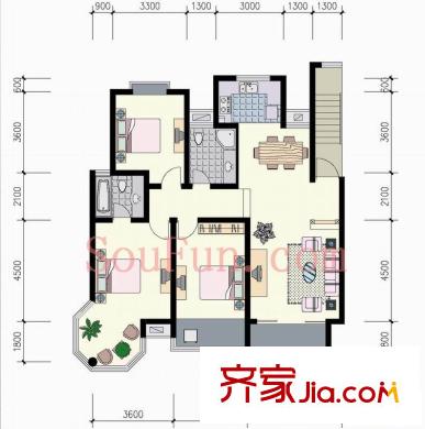 華城格之林花園戶型圖3室  戶型圖 3室2廳2衛(wèi)1廚