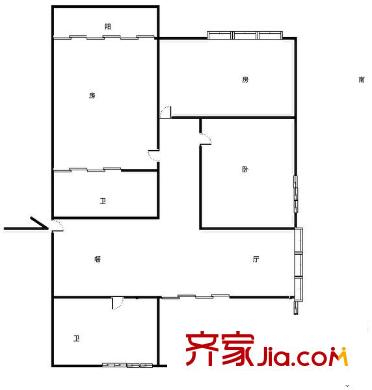 望月公寓戶型圖3室 戶型圖 3室2廳2衛(wèi)1廚