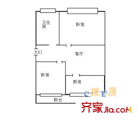 望月公寓戶型圖2室 戶型圖 2室1廳1衛(wèi)1廚