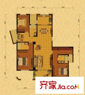 保利香檳國際戶型圖C戶型偶數(shù)層 3室3廳3衛(wèi)1廚