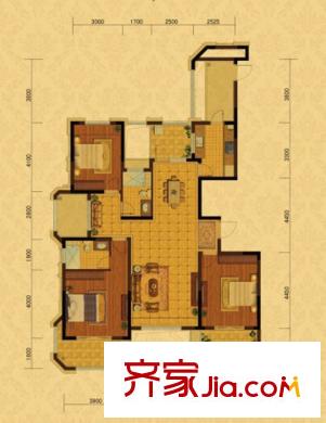 保利香檳國際戶型圖A戶型奇數(shù)層 3室2廳2衛(wèi)1廚