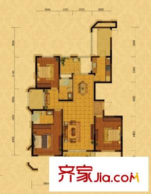 保利香檳國際戶型圖A戶型偶數(shù)層 3室2廳2衛(wèi)1廚