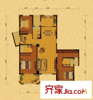 保利香檳國際戶型圖C戶型奇數(shù)層 3室3廳3衛(wèi)1廚