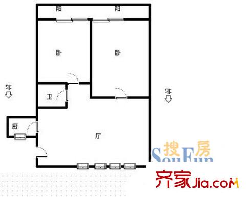 甘王新村戶型圖2室 戶型圖 2室1廳1衛(wèi)1廚