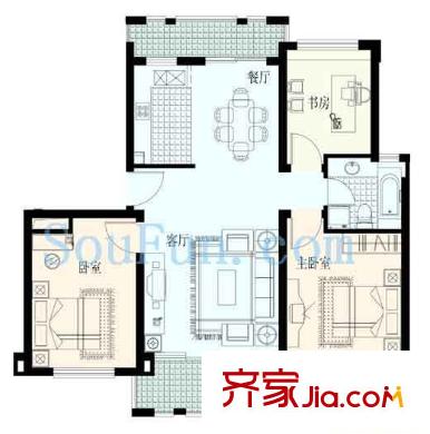 天都城天風(fēng)苑戶型圖3室 戶型圖 3室2廳1衛(wèi)1廚
