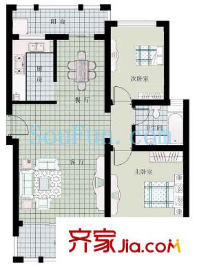 天都城天湖苑戶型圖2室 戶型圖 2室2廳1衛(wèi)1廚