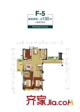 竹海水韻春風(fēng)里戶型圖春風(fēng)里約130方邊套F-5戶型3室2廳2衛(wèi) 3室2廳2衛(wèi)1廚