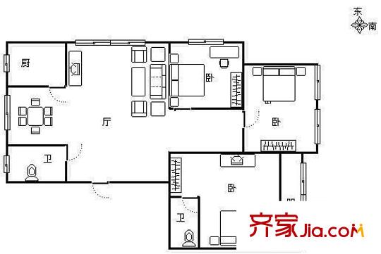 南肖埠文景苑戶型圖3室 戶型圖 3室2廳2衛(wèi)1廚