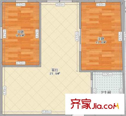 華門自由21世紀(jì)公寓 2室 戶型圖