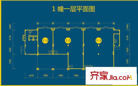 云溪印象戶型圖1幢一層商鋪平面圖 1室