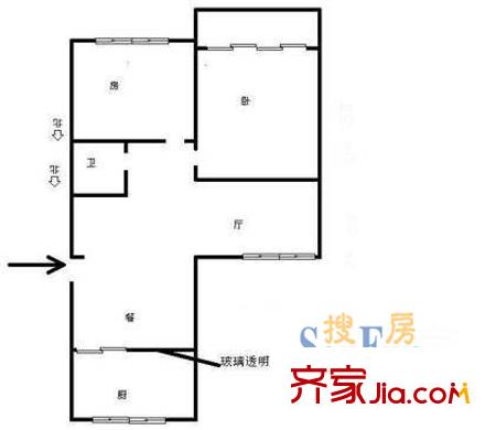 拱北小區(qū)戶型圖2室 戶型圖 2室2廳1衛(wèi)1廚