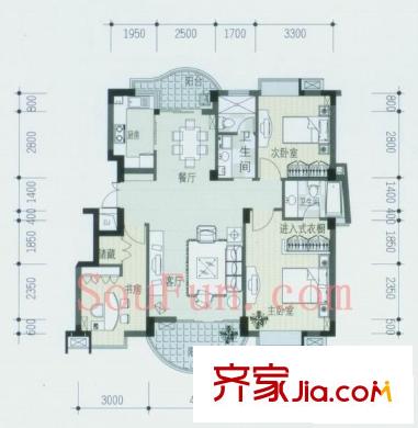 多藍(lán)水岸銀沙苑 3室 戶型圖